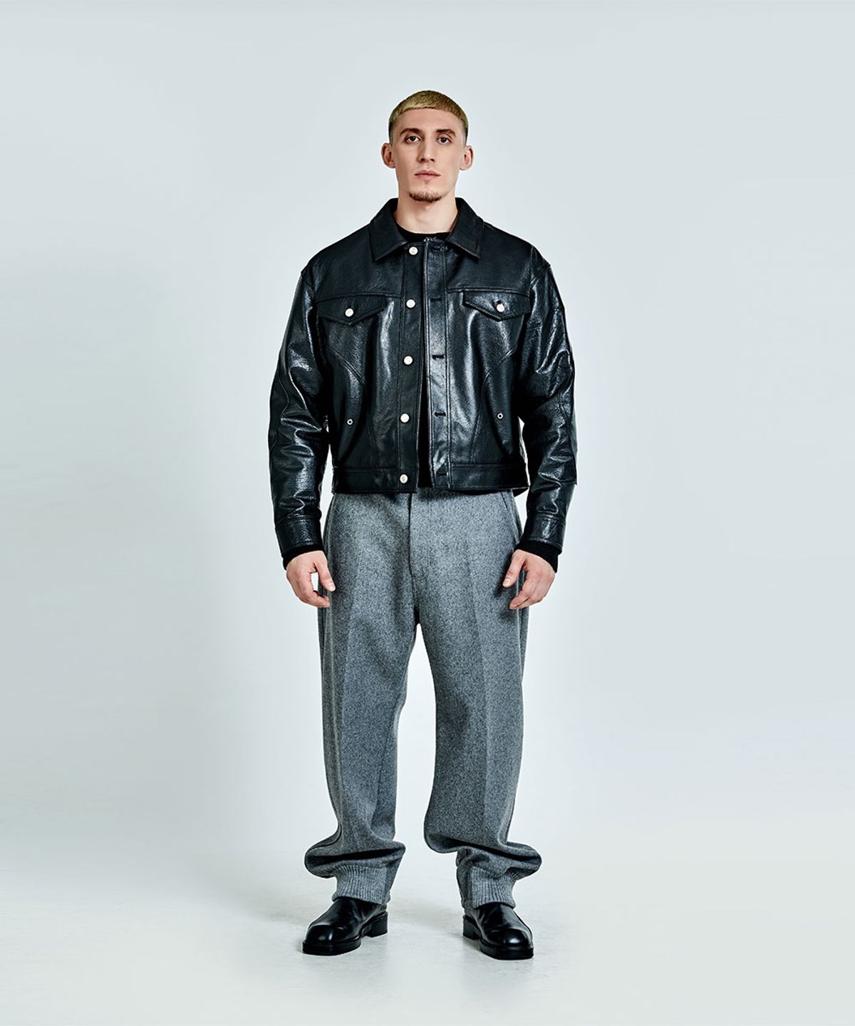 51퍼센트(51PERCENT) Tunnel Lining leather Jacket - Black