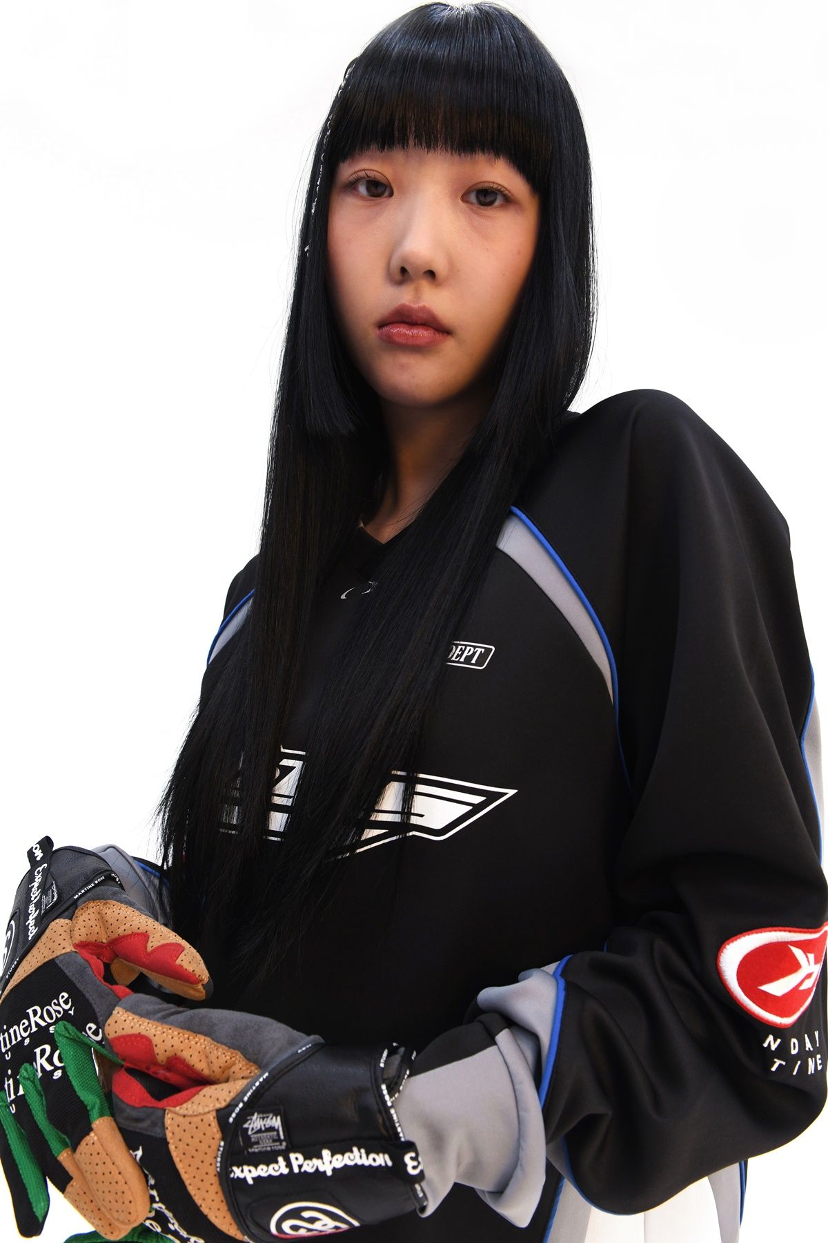 피지컬 디파트먼트(PHYSICAL DEPARTMENT) 매쉬 모터사이클 래글런 롱슬리브_화이트