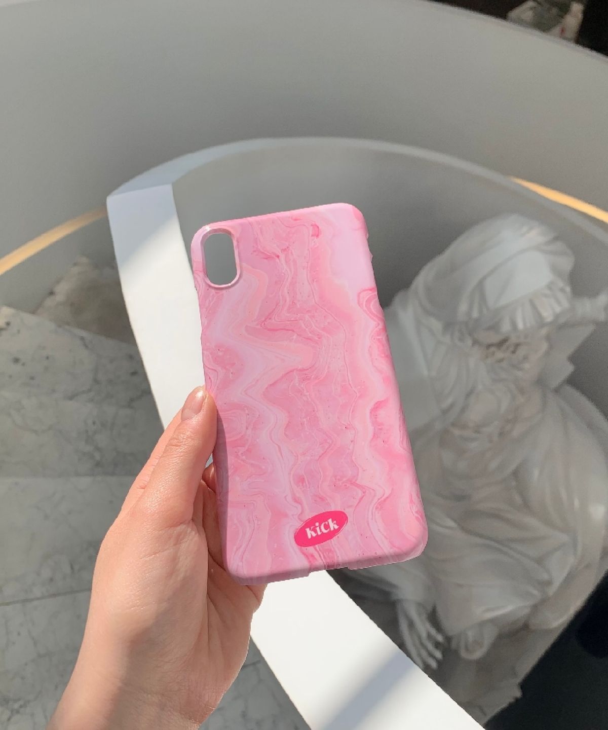 킥(KICK) Pink marble hard case