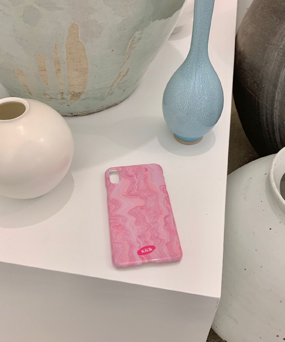 킥(KICK) Pink marble hard case