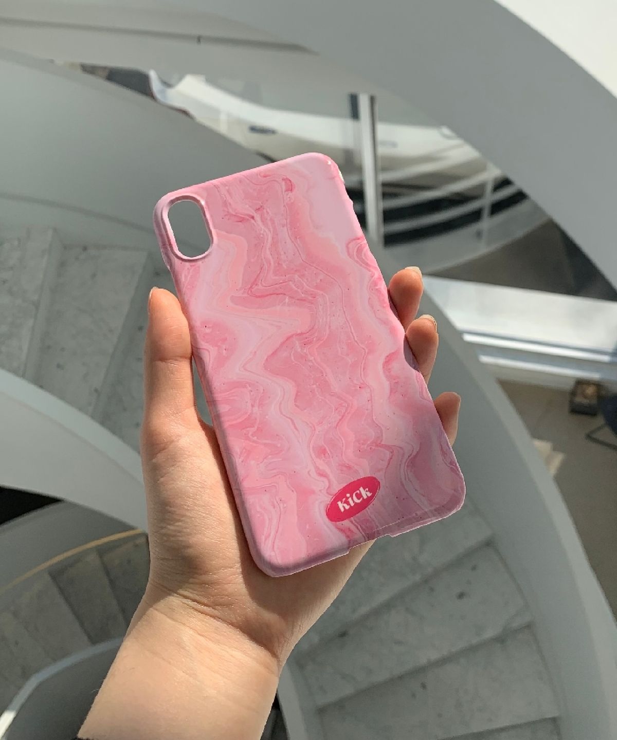 킥(KICK) Pink marble hard case