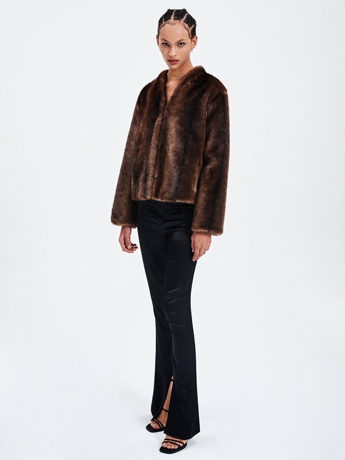 해브레스(HAVELESS) DARIA FUR JACKET DARK BROWN
