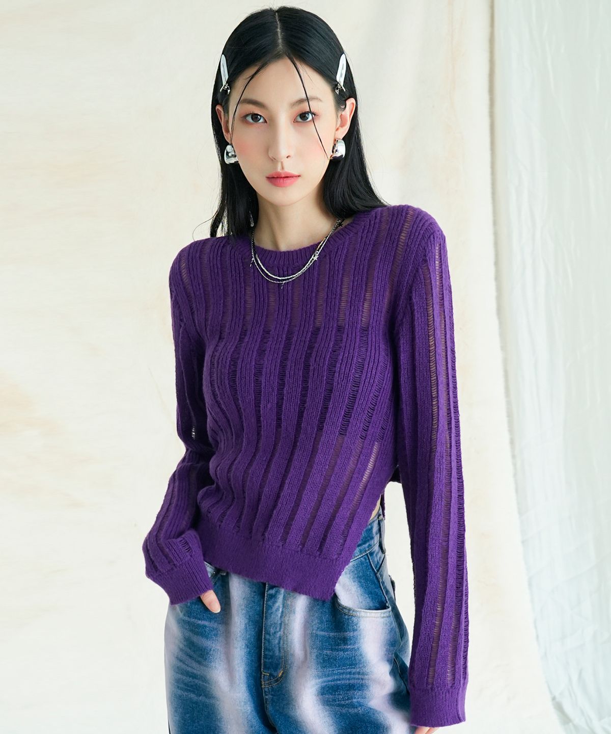 어반드레스(AVANDRESS) See-through Knitwear - 4COL