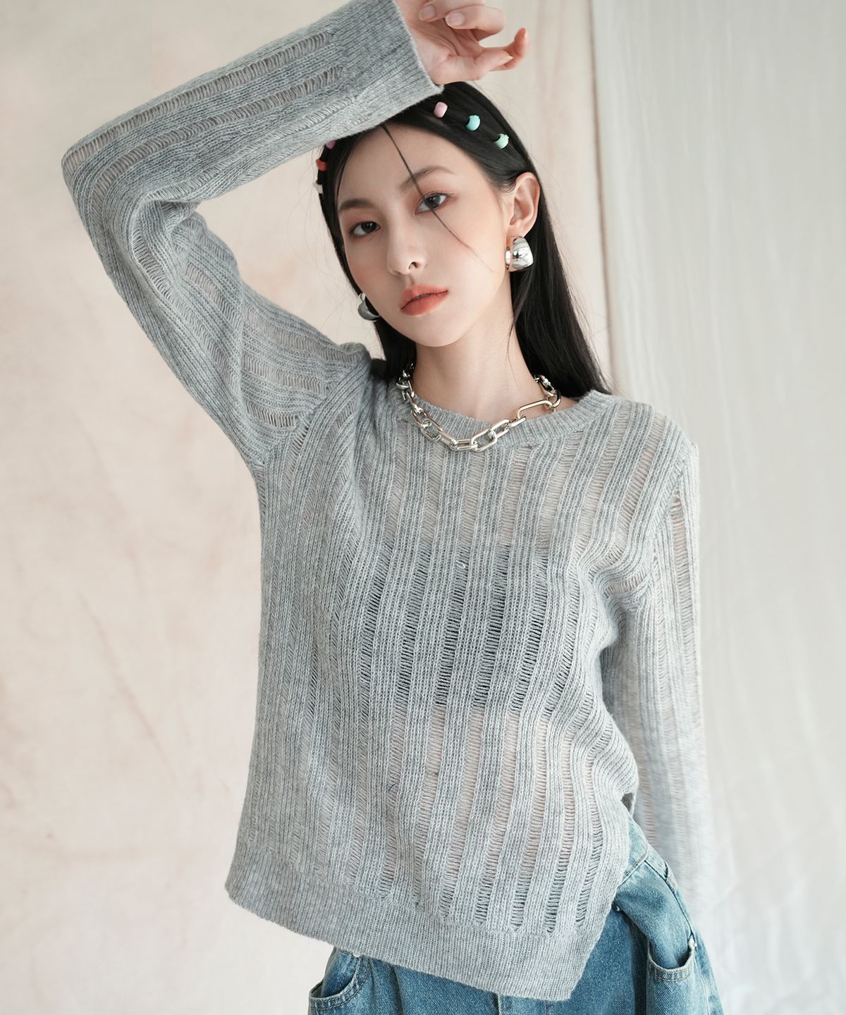 어반드레스(AVANDRESS) See-through Knitwear - 4COL
