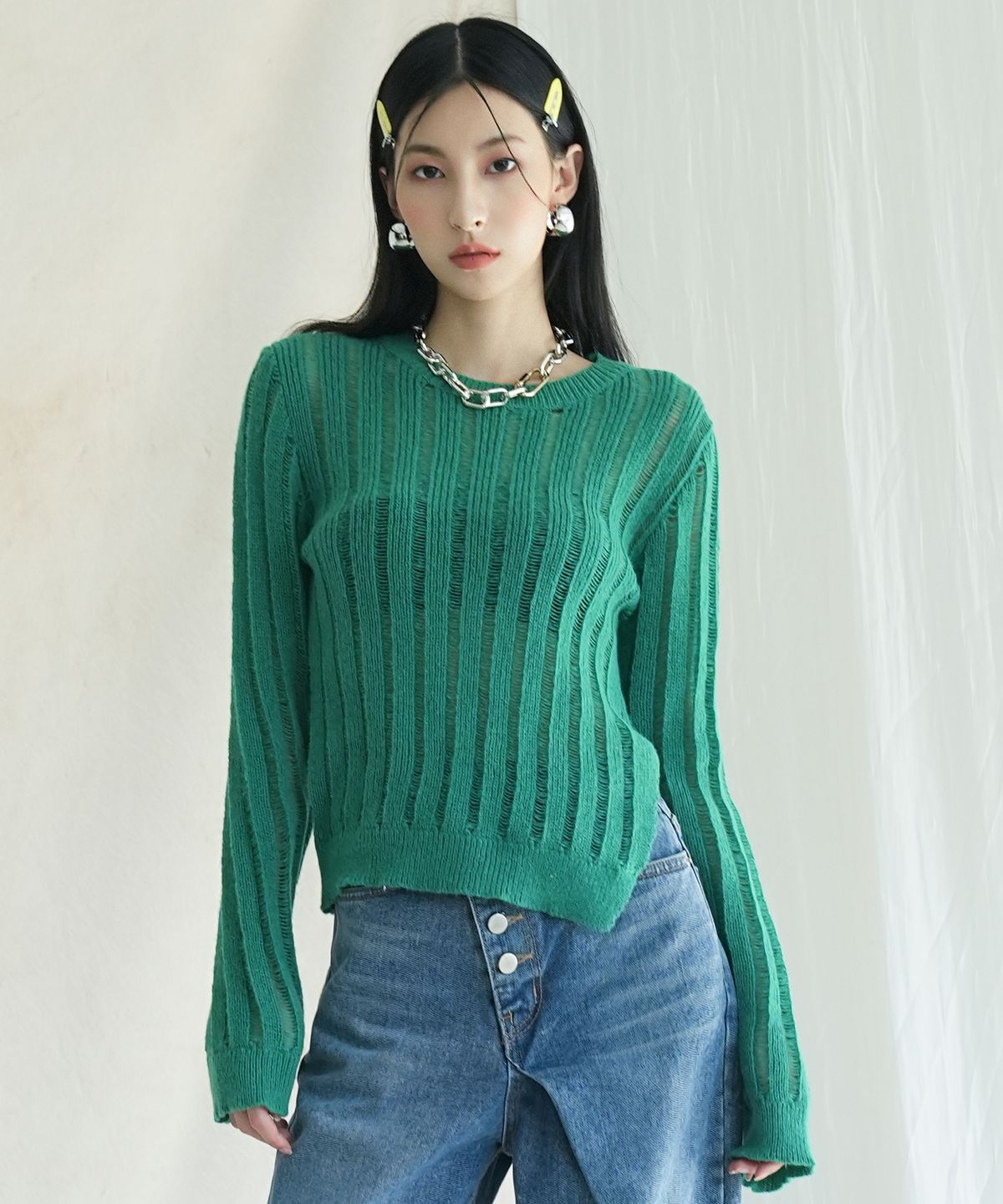 어반드레스(AVANDRESS) See-through Knitwear - 4COL