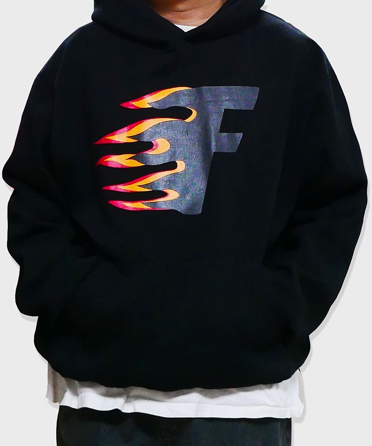 리스펙트(RESPECT) oversized fire hoodie (black)