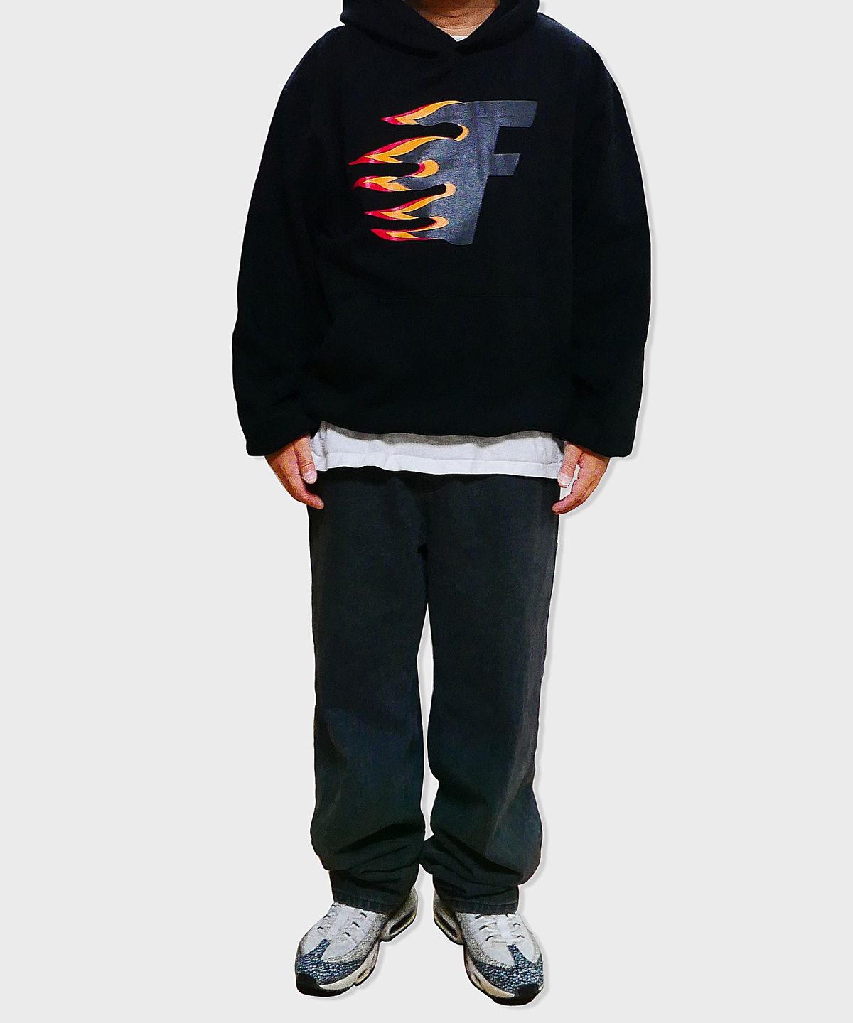 리스펙트(RESPECT) oversized fire hoodie (black)