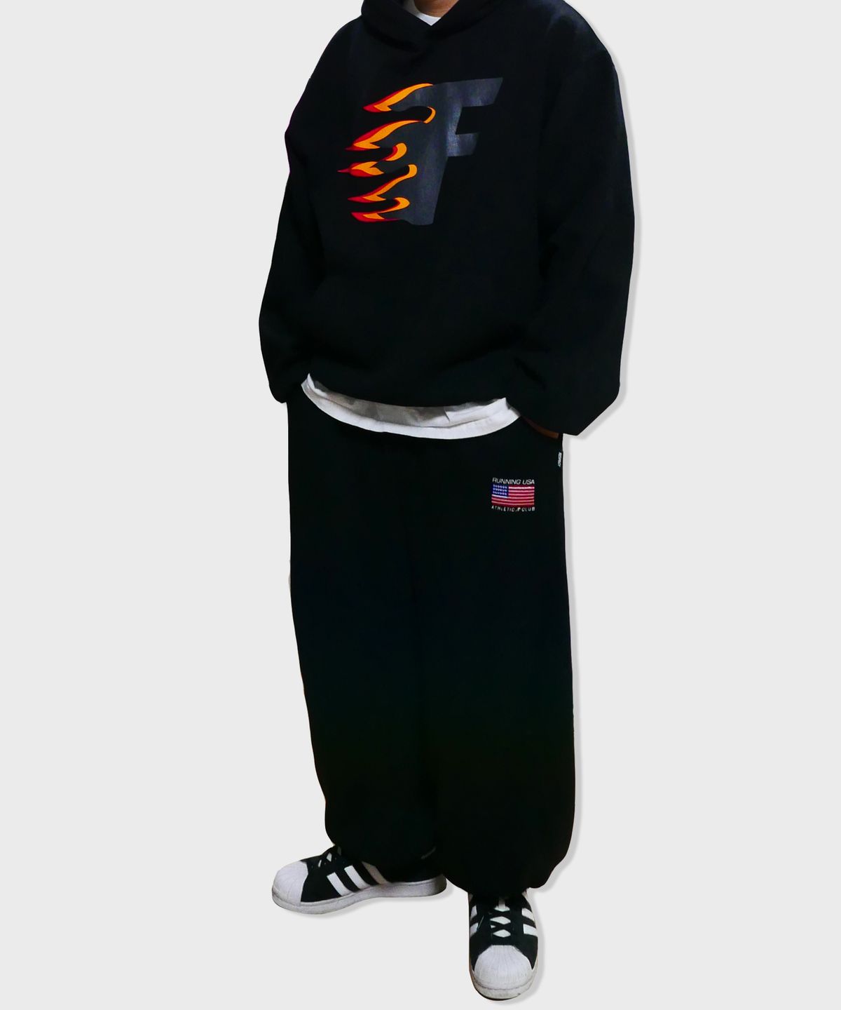 리스펙트(RESPECT) oversized fire hoodie (black)