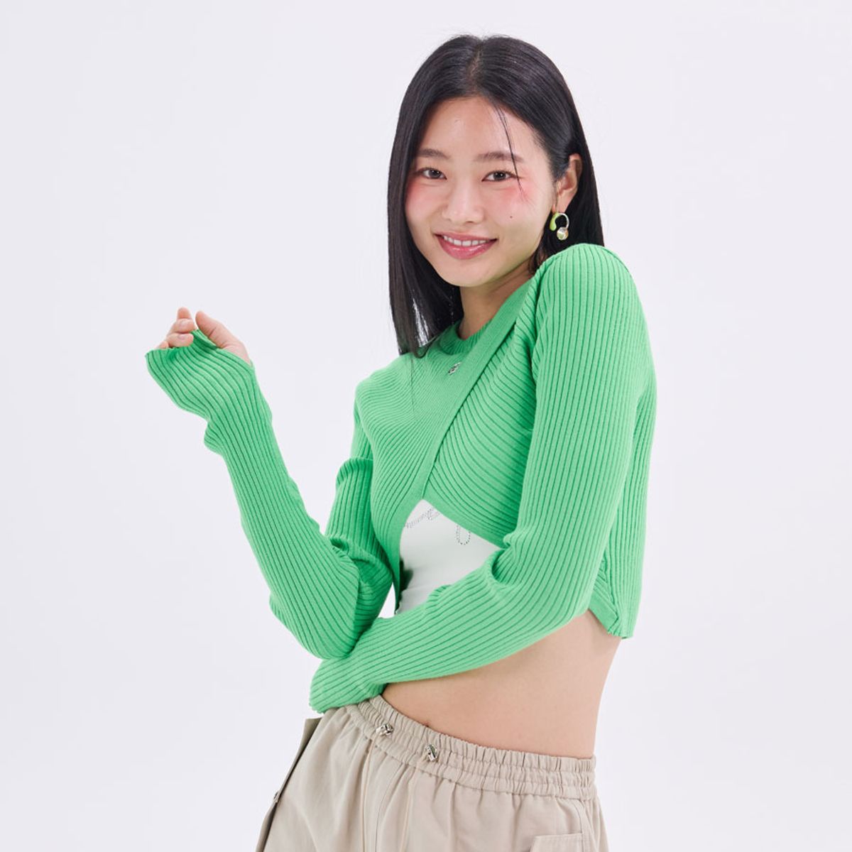 라라폭스(LALAFOX) KNIT V CUT CPOPPED T-SHIRT BN4KL001