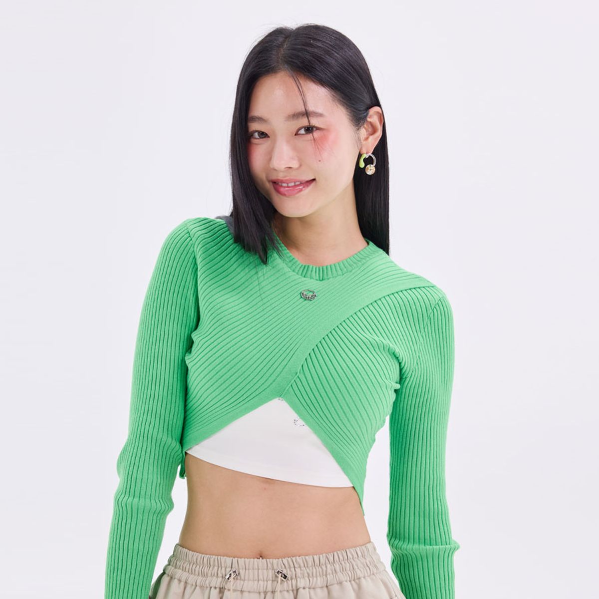라라폭스(LALAFOX) KNIT V CUT CPOPPED T-SHIRT BN4KL001