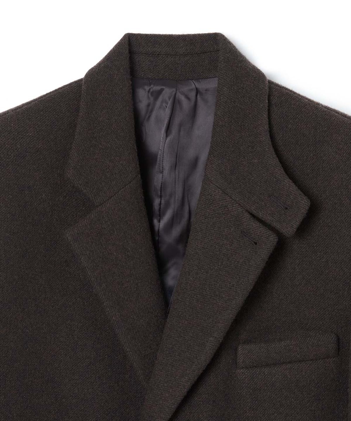 문선(MOONSUN) 2-Way Collar Button Long Coat [Brown Twill]