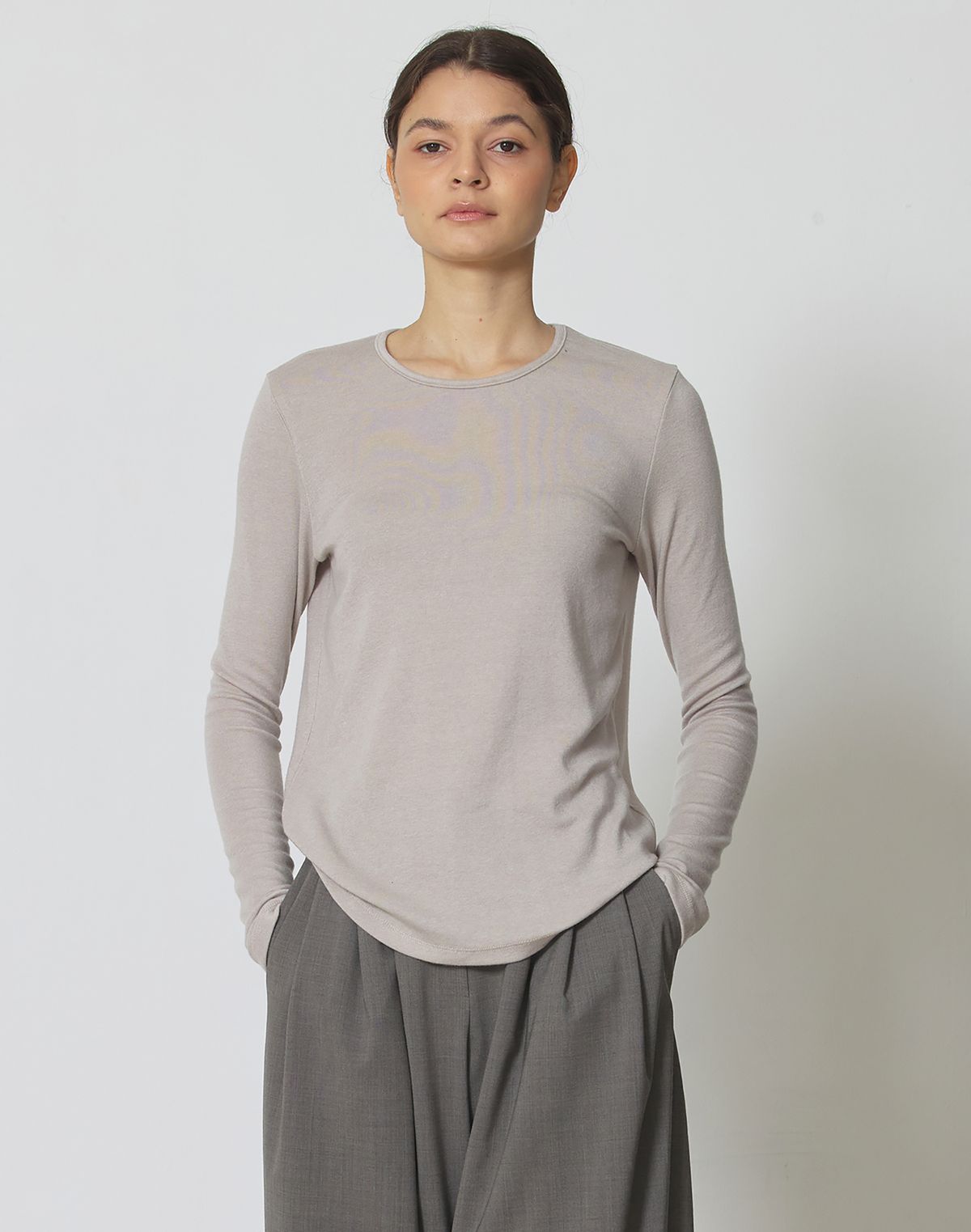 마누엘 에 기욤(MANUELLE ET GUILLAUME) Wool jersey sleek neck top warm beige