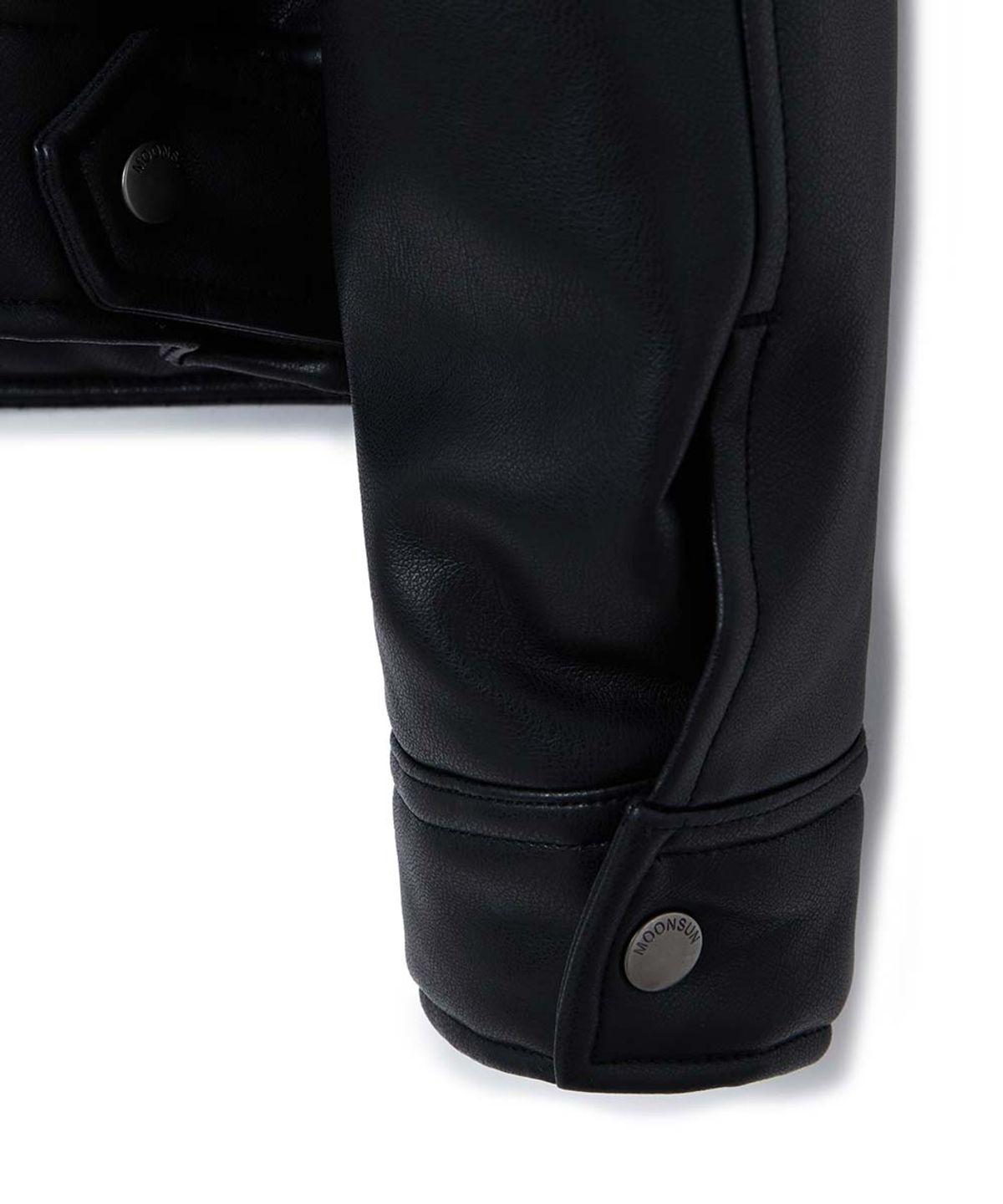 문선(MOONSUN) UNISEX Vegan Leather Goose-Down Puffer Blouson [Black]