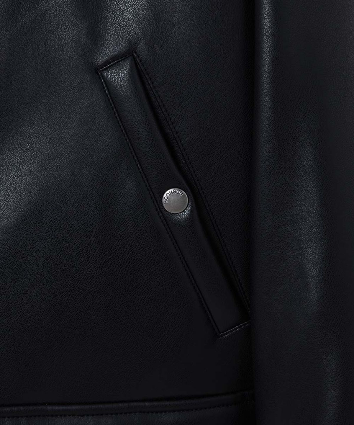 문선(MOONSUN) UNISEX Vegan Leather Goose-Down Puffer Blouson [Black]
