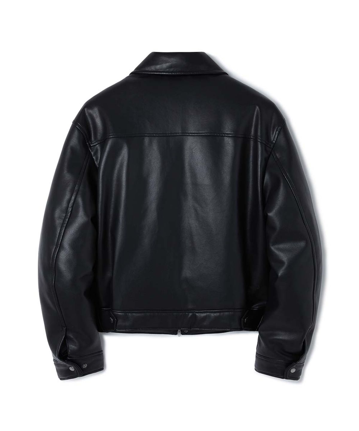 문선(MOONSUN) UNISEX Vegan Leather Goose-Down Puffer Blouson [Black]