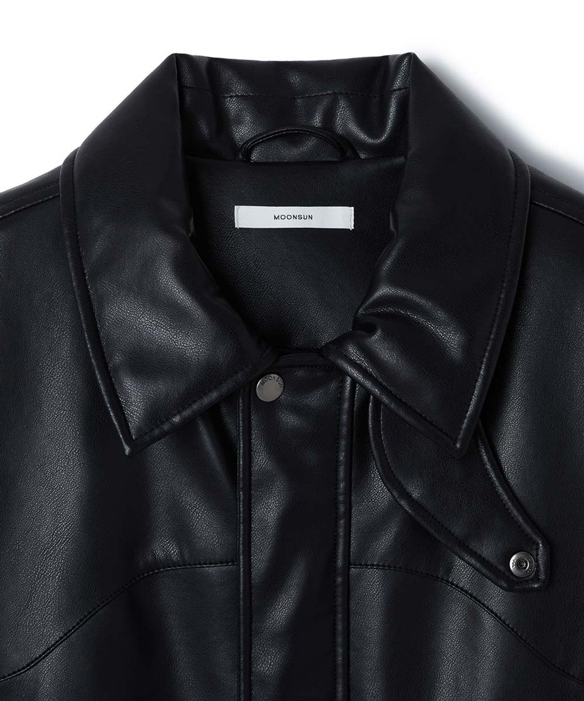 문선(MOONSUN) UNISEX Vegan Leather Goose-Down Puffer Blouson [Black]