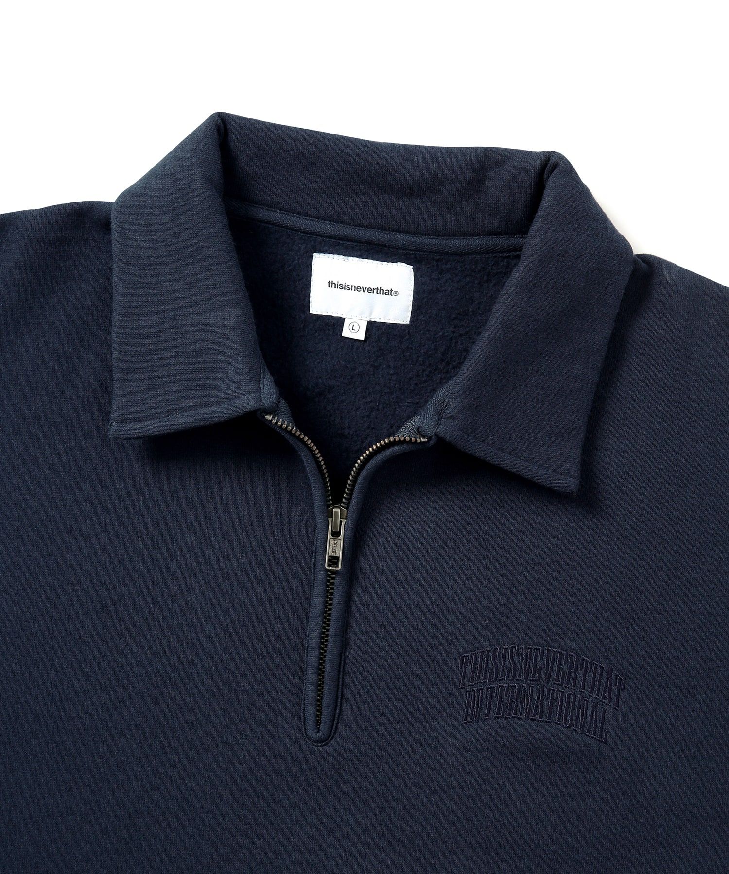 MUSINSA公式 | thisisneverthat (FW22) Half Zip Polo Sweatshirt Navy