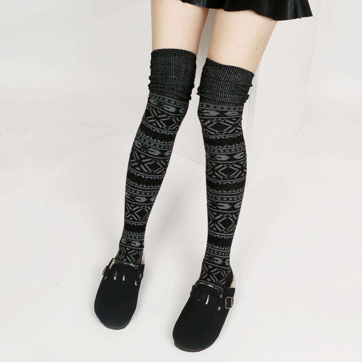 삭스에이(SOCKSA) [5PACK] 니트 더블코튼 골지 패턴 워머 오버니삭스 니삭스