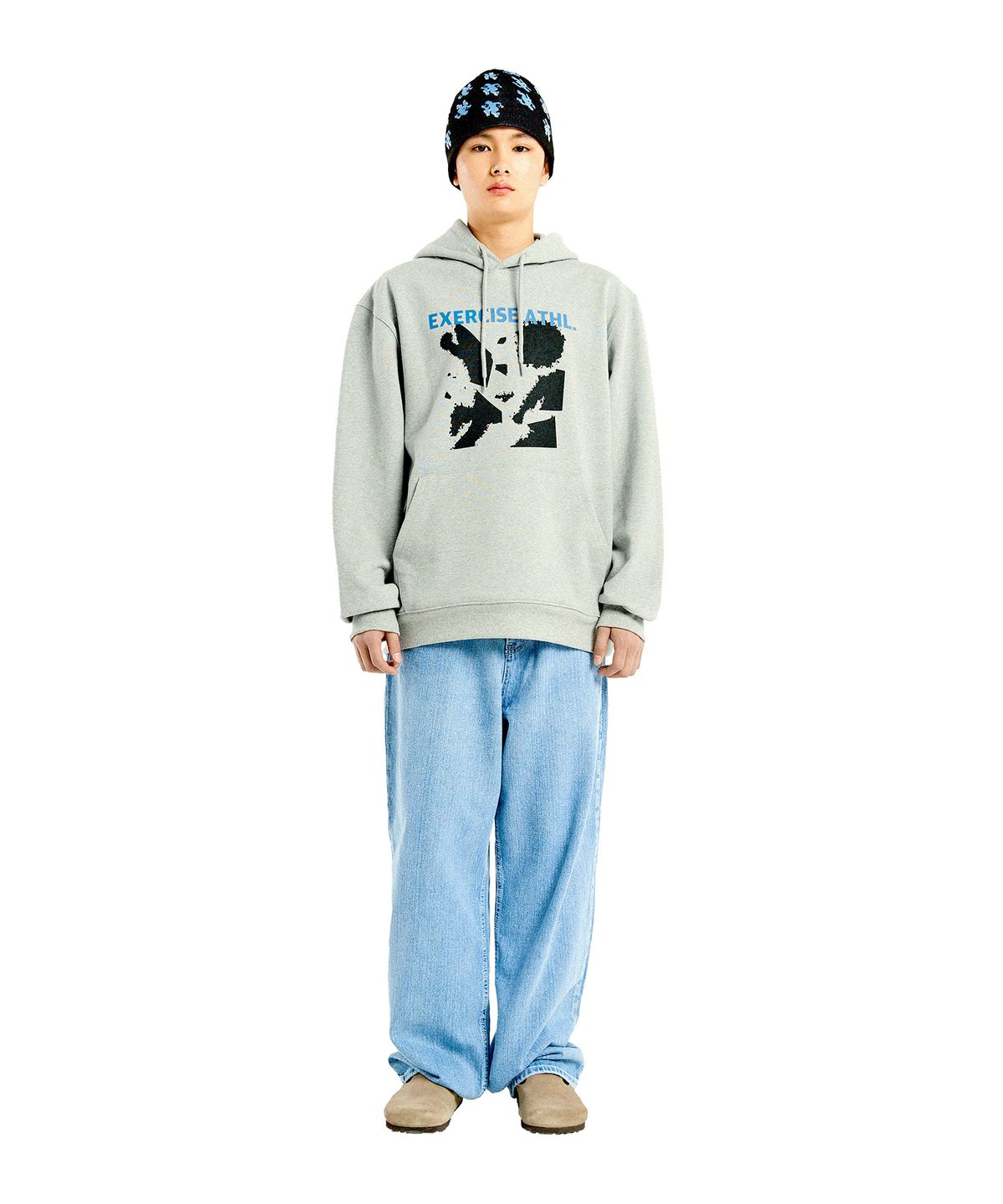 엑서사이즈(EXERCISE) BROKEN RUNNER PUZZLE PIECE HOODIE_GRAY