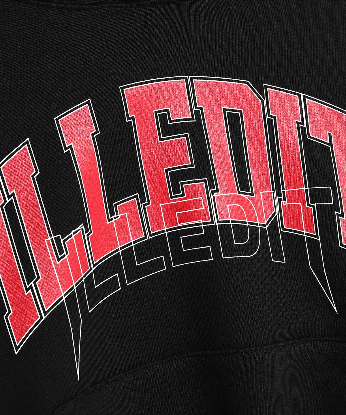 일레딧(ILLEDIT) ARCH LOGO CROP HOODIE BLACKRED