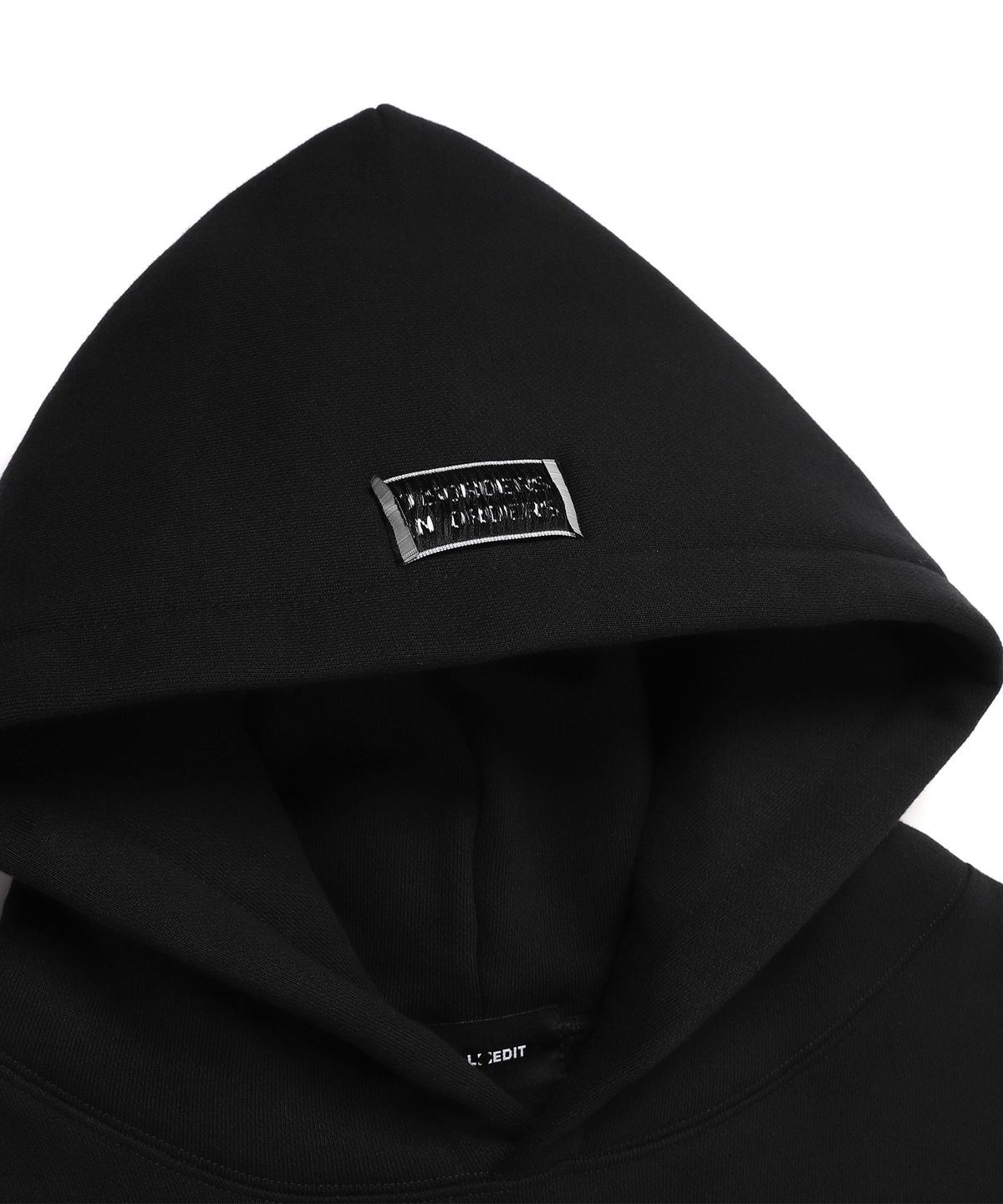 일레딧(ILLEDIT) ARCH LOGO CROP HOODIE BLACKBLUE