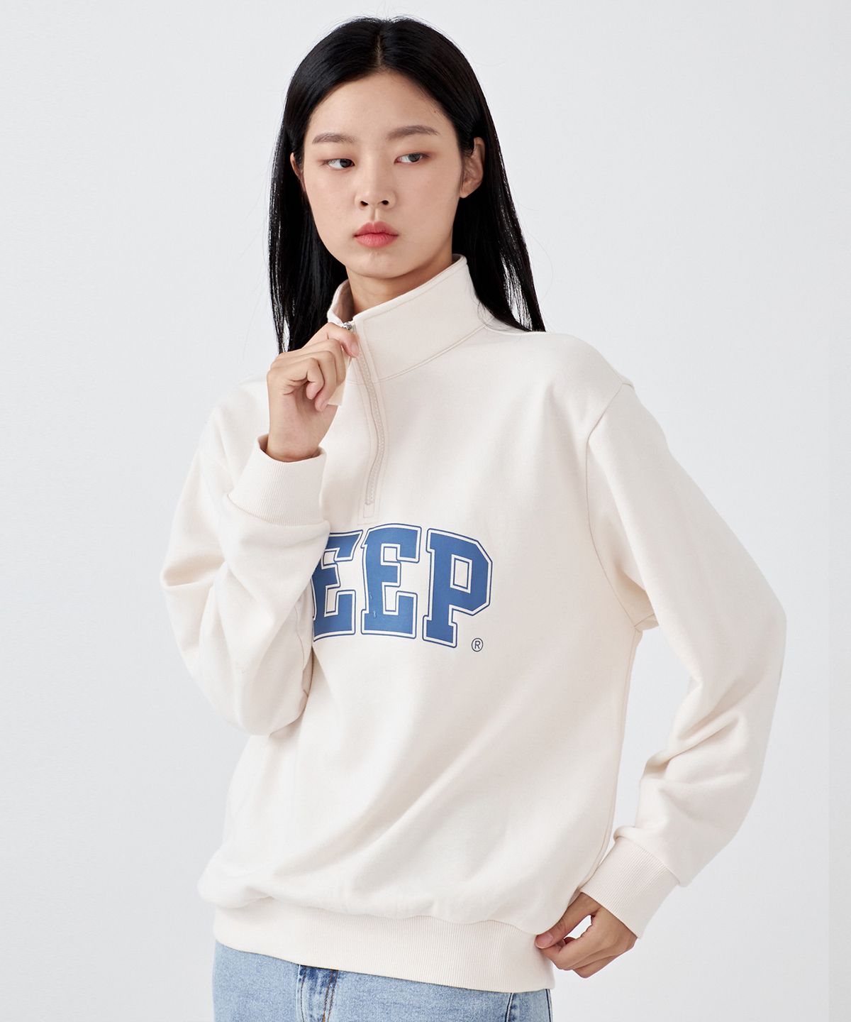 지프(JEEP) [기모]Half Zip-Up Big Logo Sweat (JO5TSU731IV)