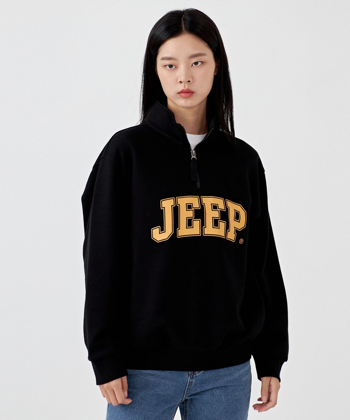 지프(JEEP) [기모]Half Zip-Up Big Logo Sweat (JO5TSU731BK)