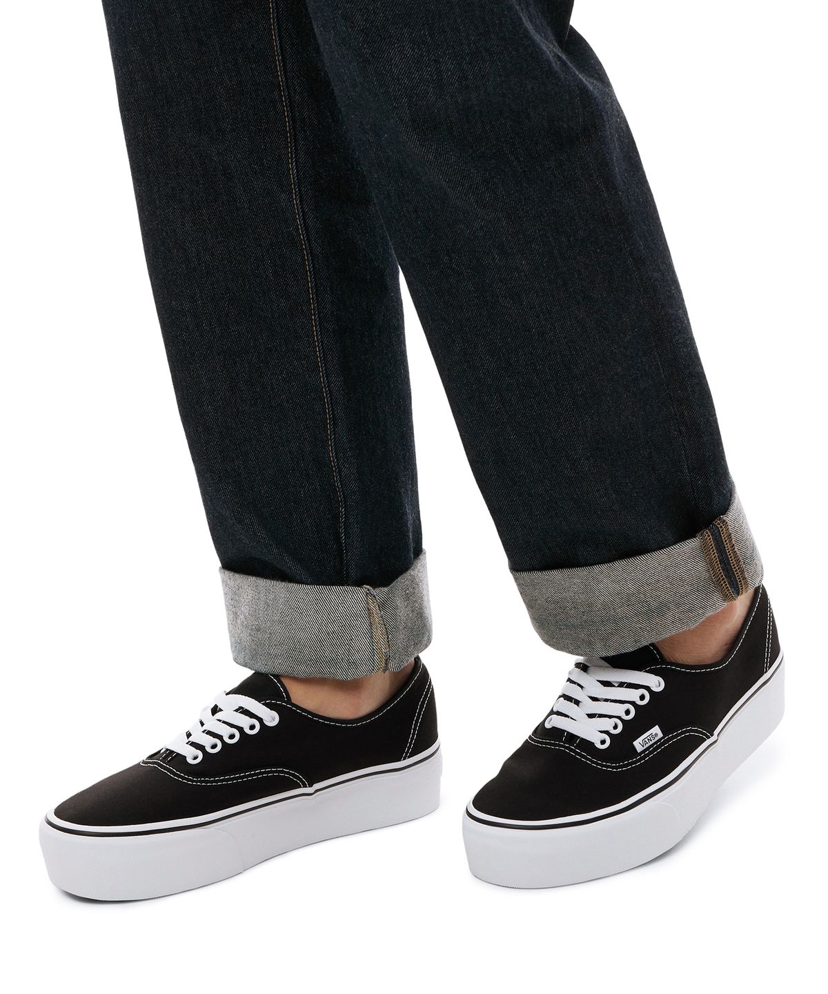 반스(VANS) 어센틱 스택폼 - (캔버스) 블랙:트루 화이트 / VN0A5KXXBMX1