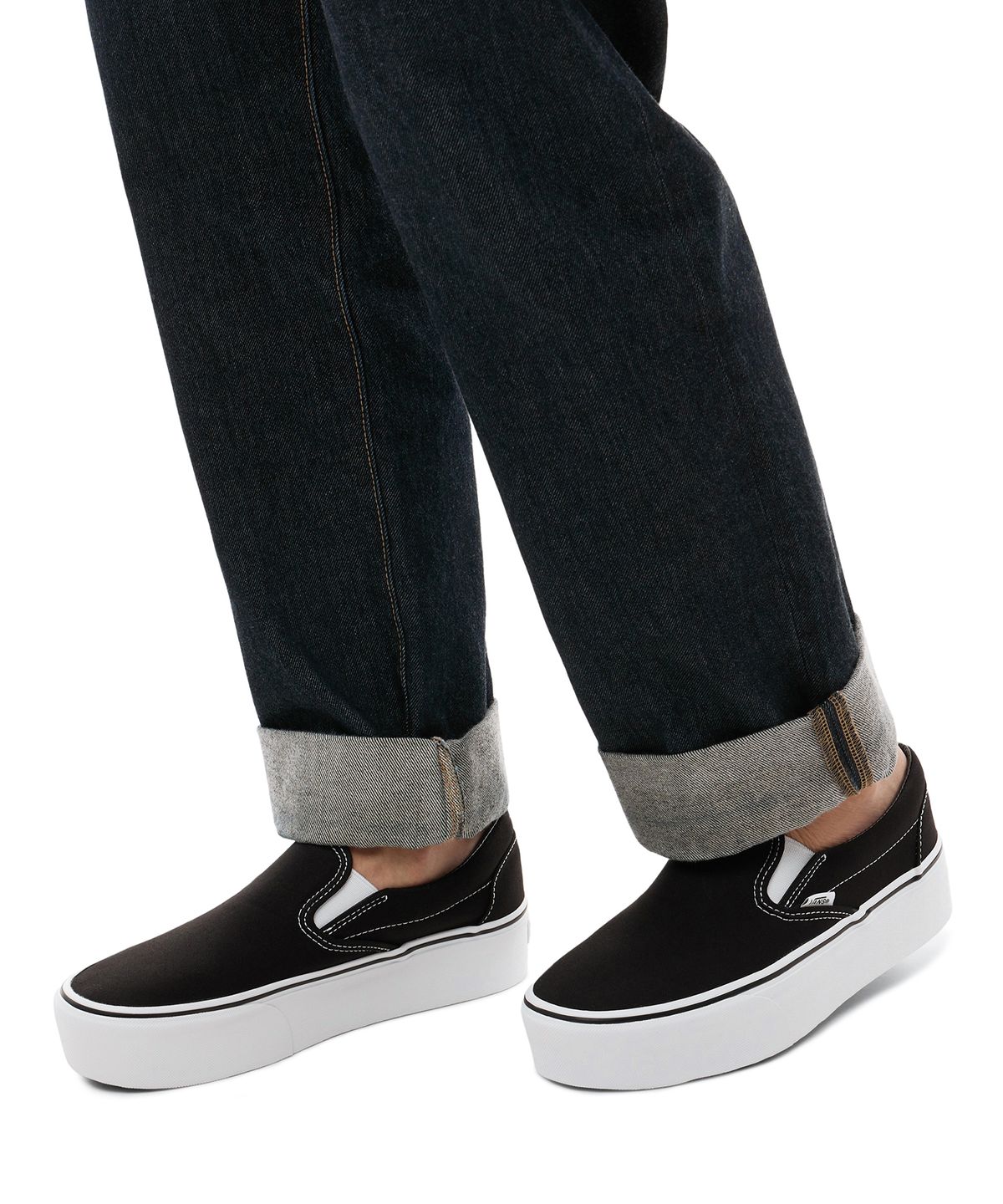반스(VANS) 클래식 슬립온 스택폼 - (캔버스) 블랙:트루 화이트 / VN0A7Q5RBMX1