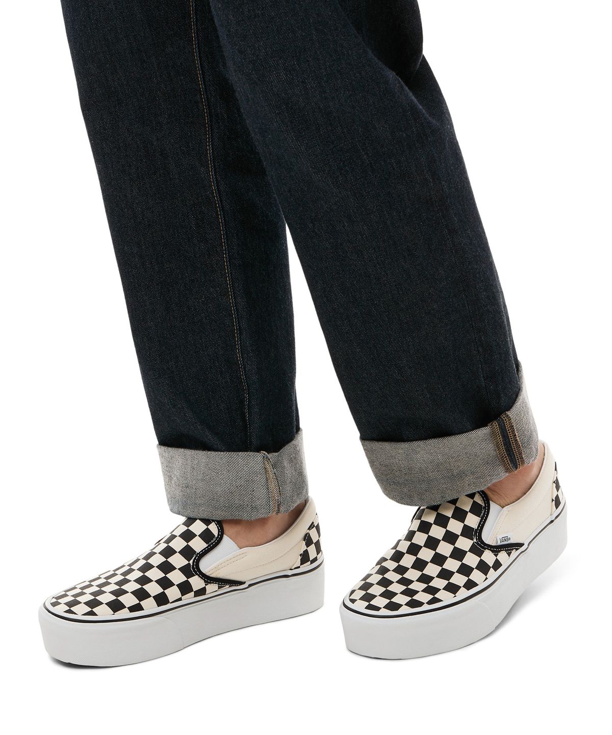 반스(VANS) 클래식 슬립온 스택폼 - (체커보드) 블랙:클래식 화이트 / VN0A7Q5RTYQ1