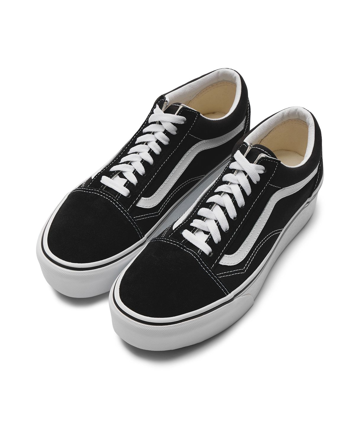 반스(VANS) 올드스쿨 스택폼 - (스웨이드/캔버스) 블랙:트루 화이트 / VN0A7Q5M6BT1