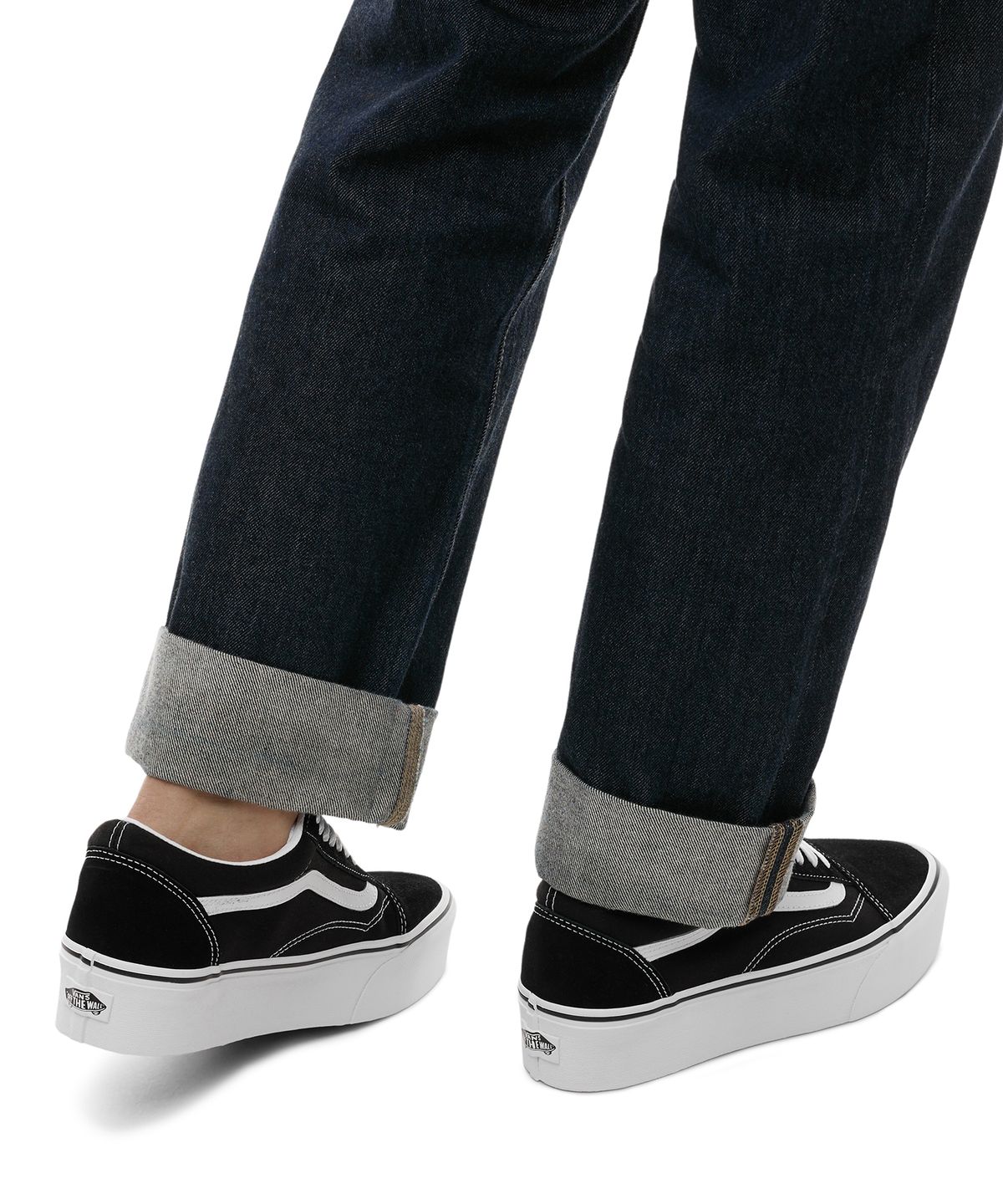 반스(VANS) 올드스쿨 스택폼 - (스웨이드/캔버스) 블랙:트루 화이트 / VN0A7Q5M6BT1