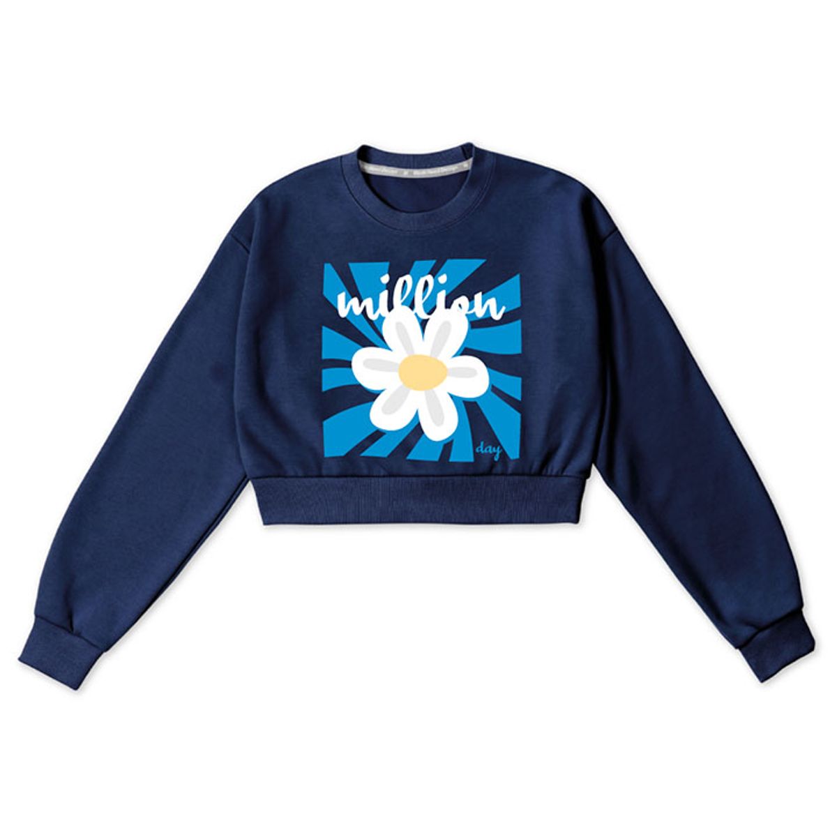 밀리언데이(MILLION DAY) MILLION SQUARE FLOWER CROP SWEATSHIRT