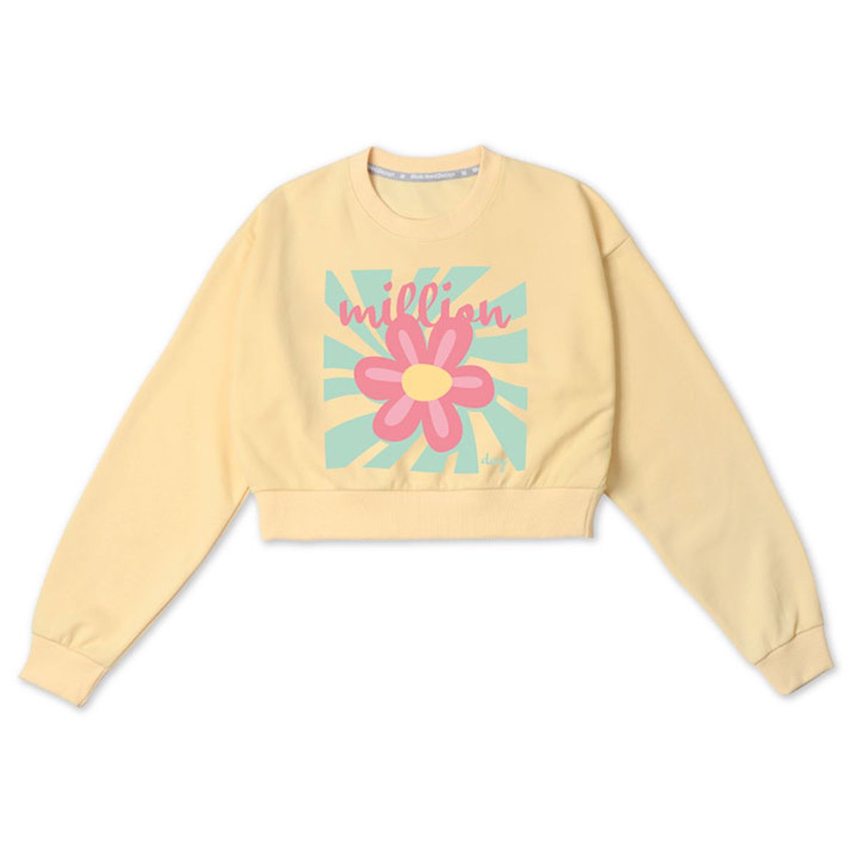 밀리언데이(MILLION DAY) MILLION SQUARE FLOWER CROP SWEATSHIRT