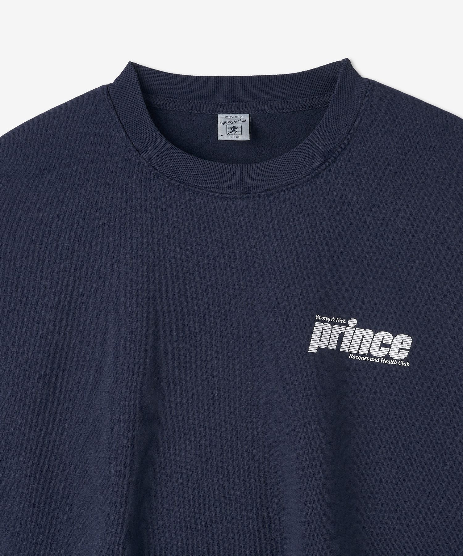 MUSINSA | SPORTY&RICH Prince Sporty Sweatshirt - Navy: White