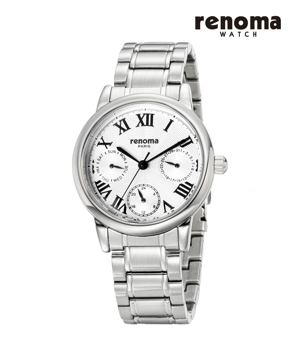 레노마 시계(RENOMA WATCH) RE-605 멀티 기능 여성 메탈 손목시계 화이트