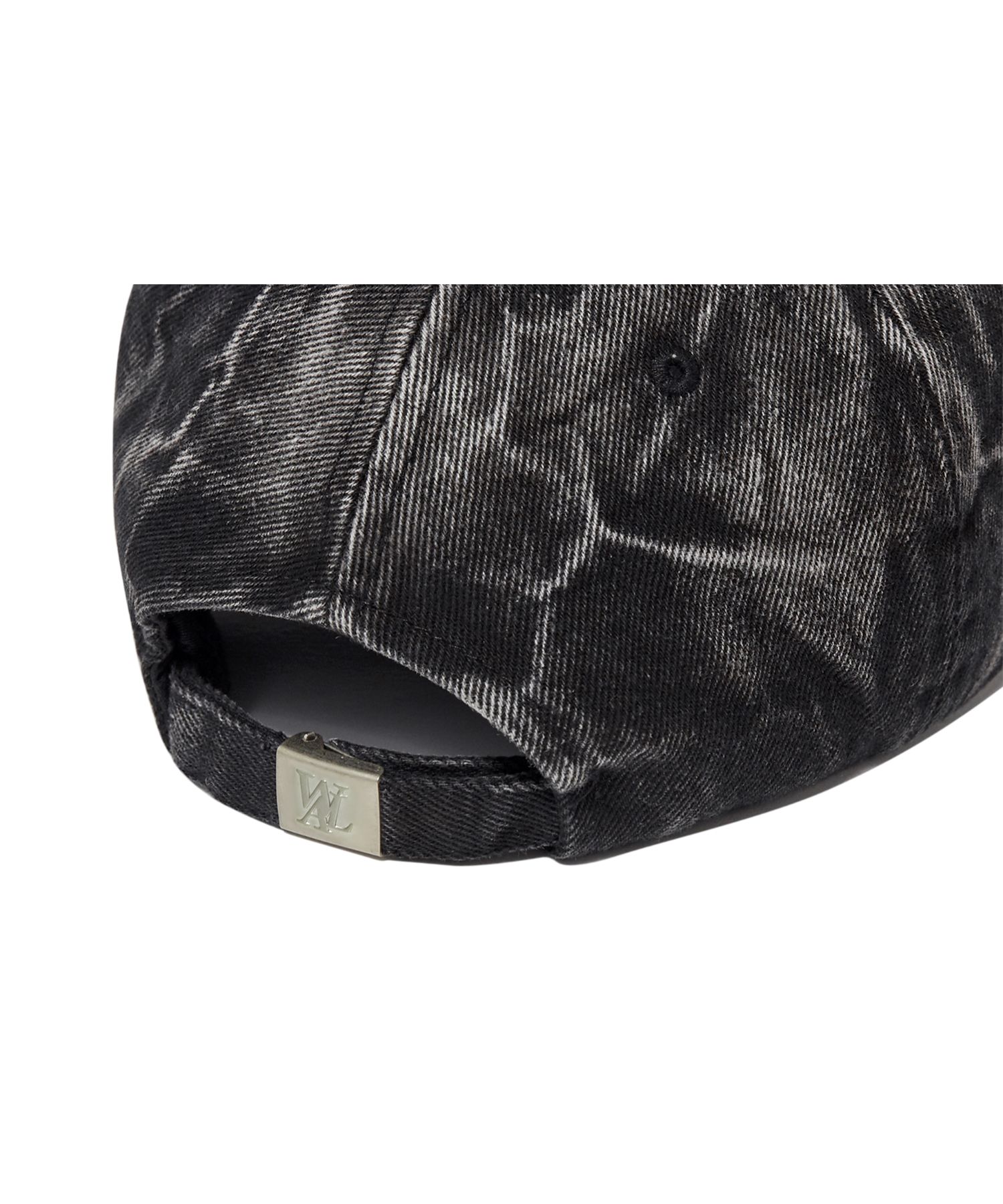 MUSINSA公式 | WOOALONG Signature denim damage ball cap_DARK GRAY