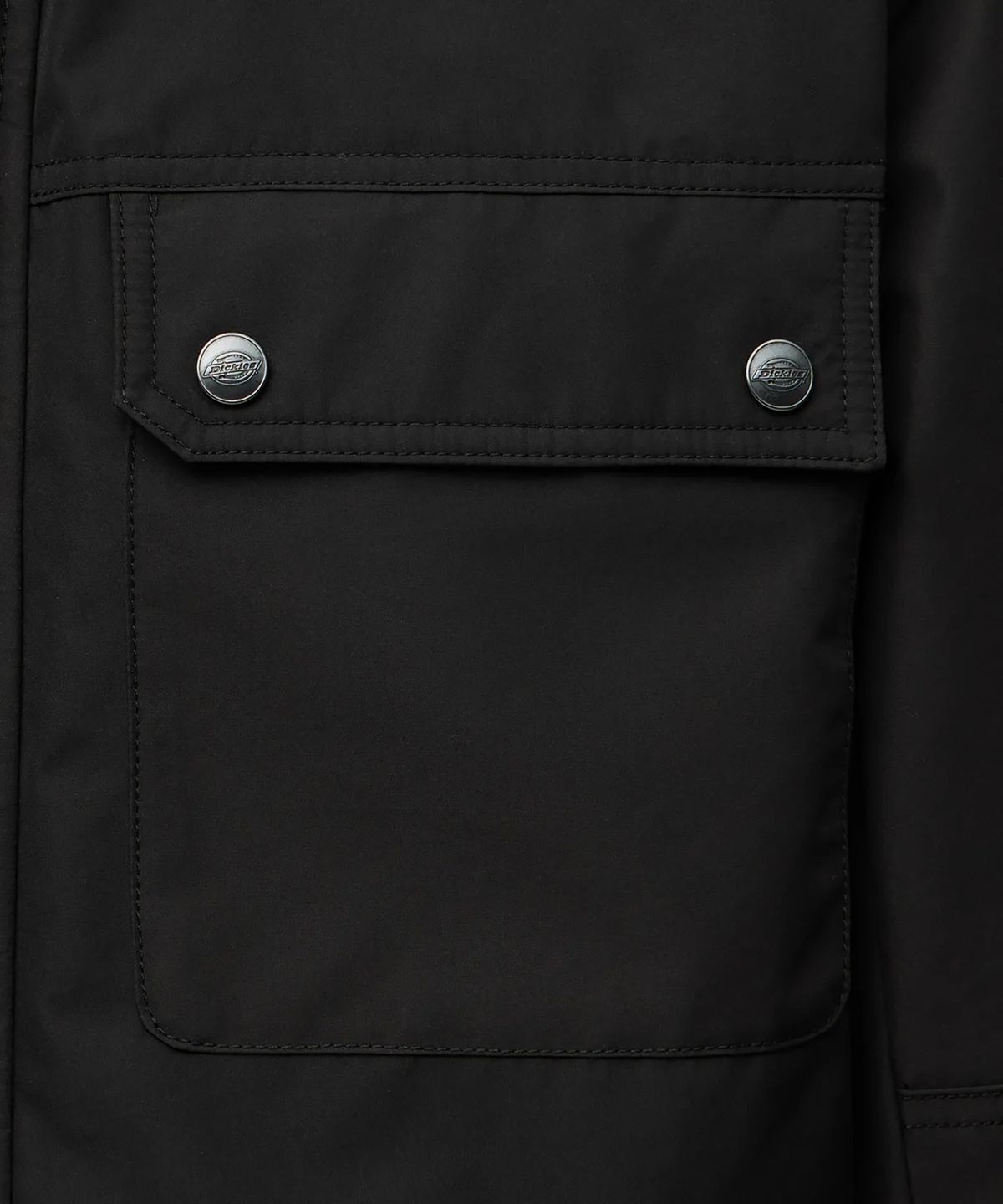 디키즈(DICKIES) 커버 힙 후디드 패디드 믹스 미디어 재킷 Black