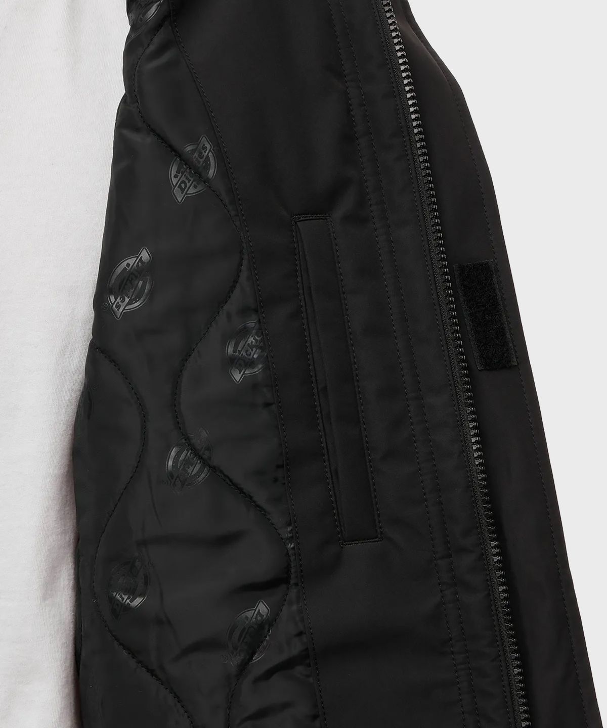 디키즈(DICKIES) 커버 힙 후디드 패디드 믹스 미디어 재킷 Black