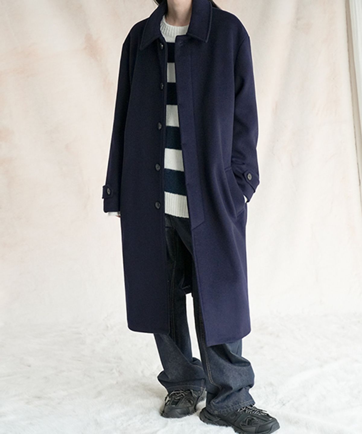 어반드레스(AVANDRESS) 125CM 슈퍼 롱 유니섹스 발마칸 모던 코트 블랙