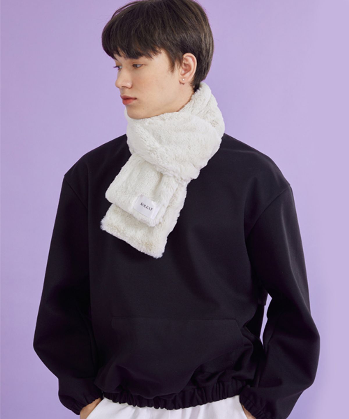 콜릿(KOLEAT) MEN 데일리 웜 히팅 퍼 목도리 [IVORY] 겨울 ver.