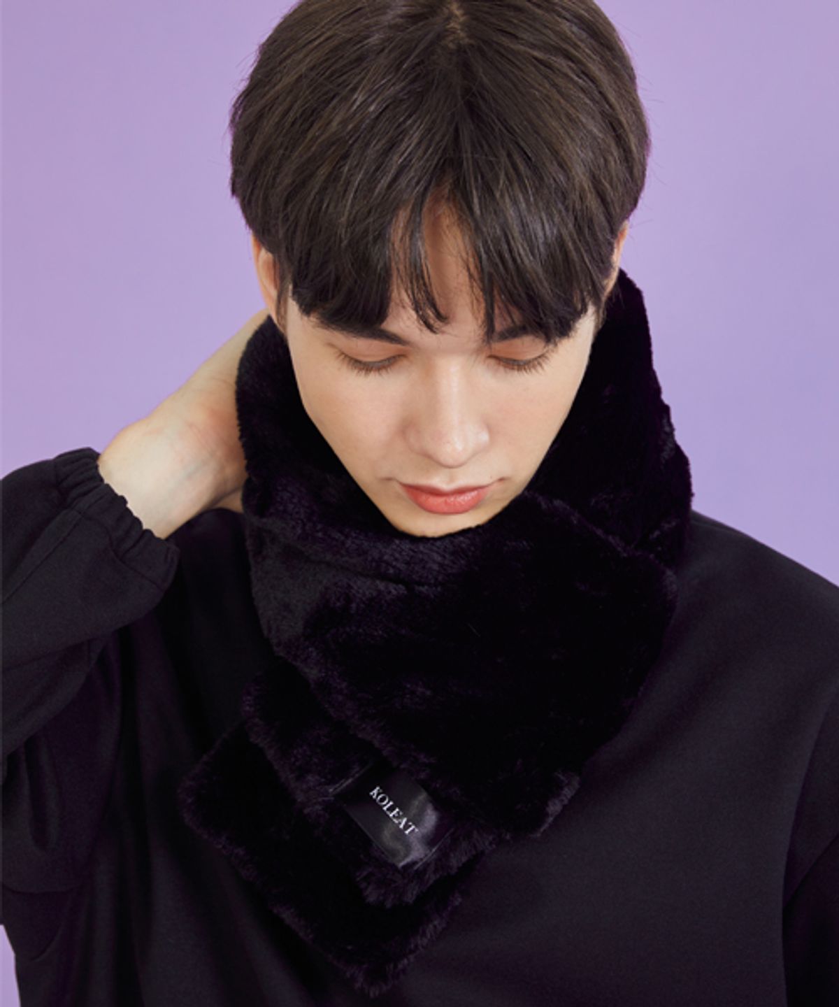 콜릿(KOLEAT) MEN 데일리 웜 히팅 퍼 목도리 [BLACK] 겨울 ver.