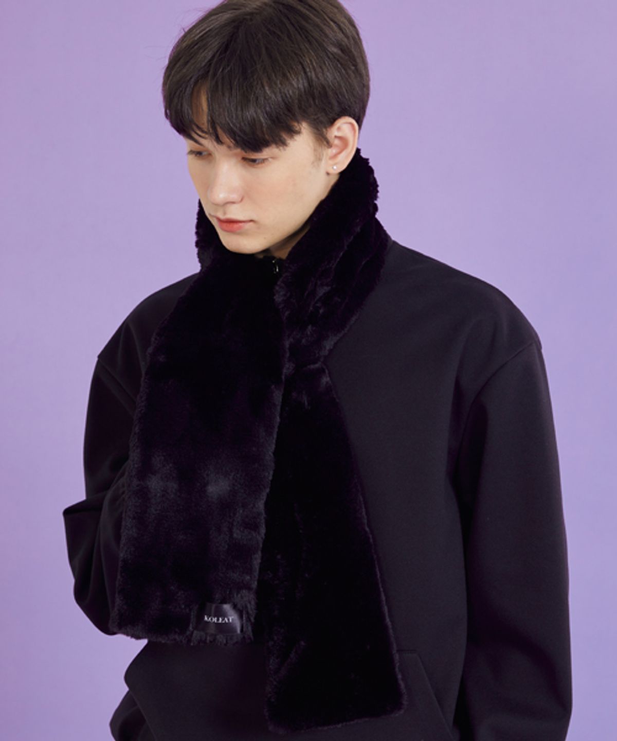 콜릿(KOLEAT) MEN 데일리 웜 히팅 퍼 목도리 [BLACK] 겨울 ver.