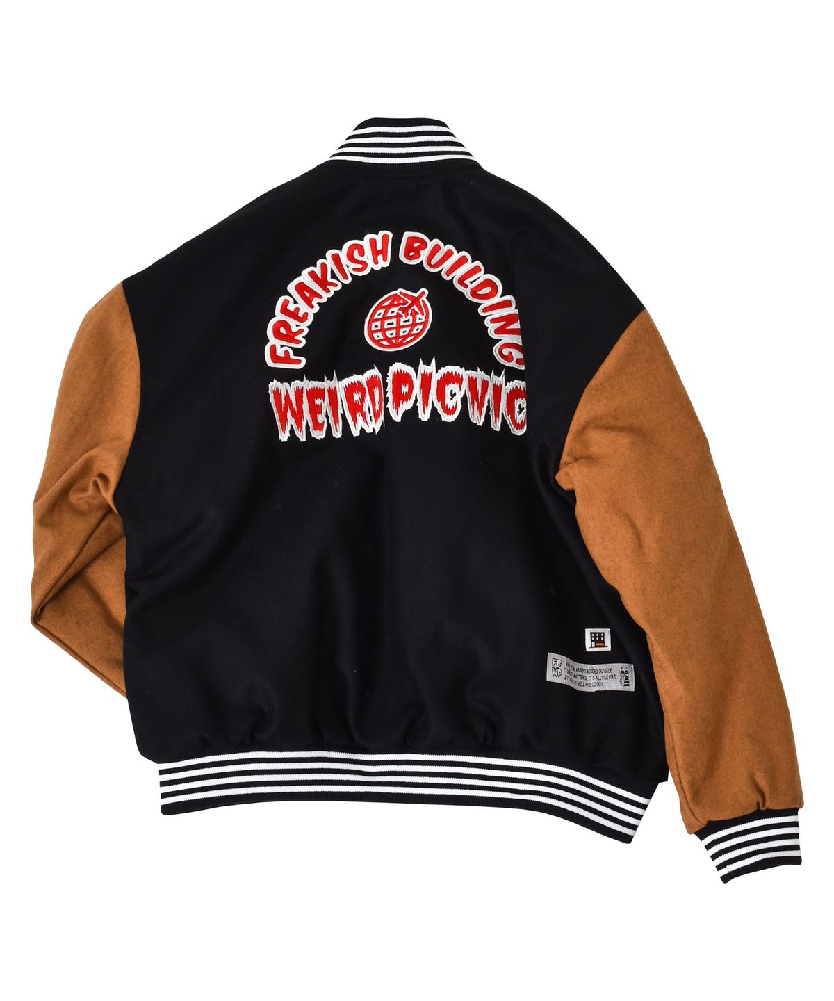 프리키쉬빌딩(FREAKISH BUILDING) WEIRD PICNIC VARSITY JACKET (BLACK)