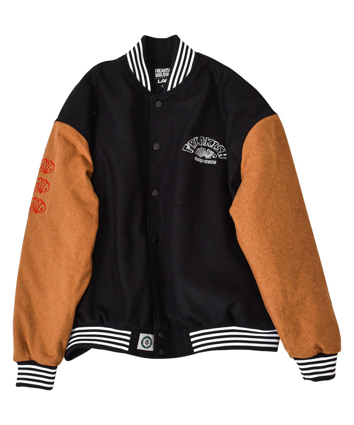 프리키쉬빌딩(FREAKISH BUILDING) WEIRD PICNIC VARSITY JACKET (BLACK)