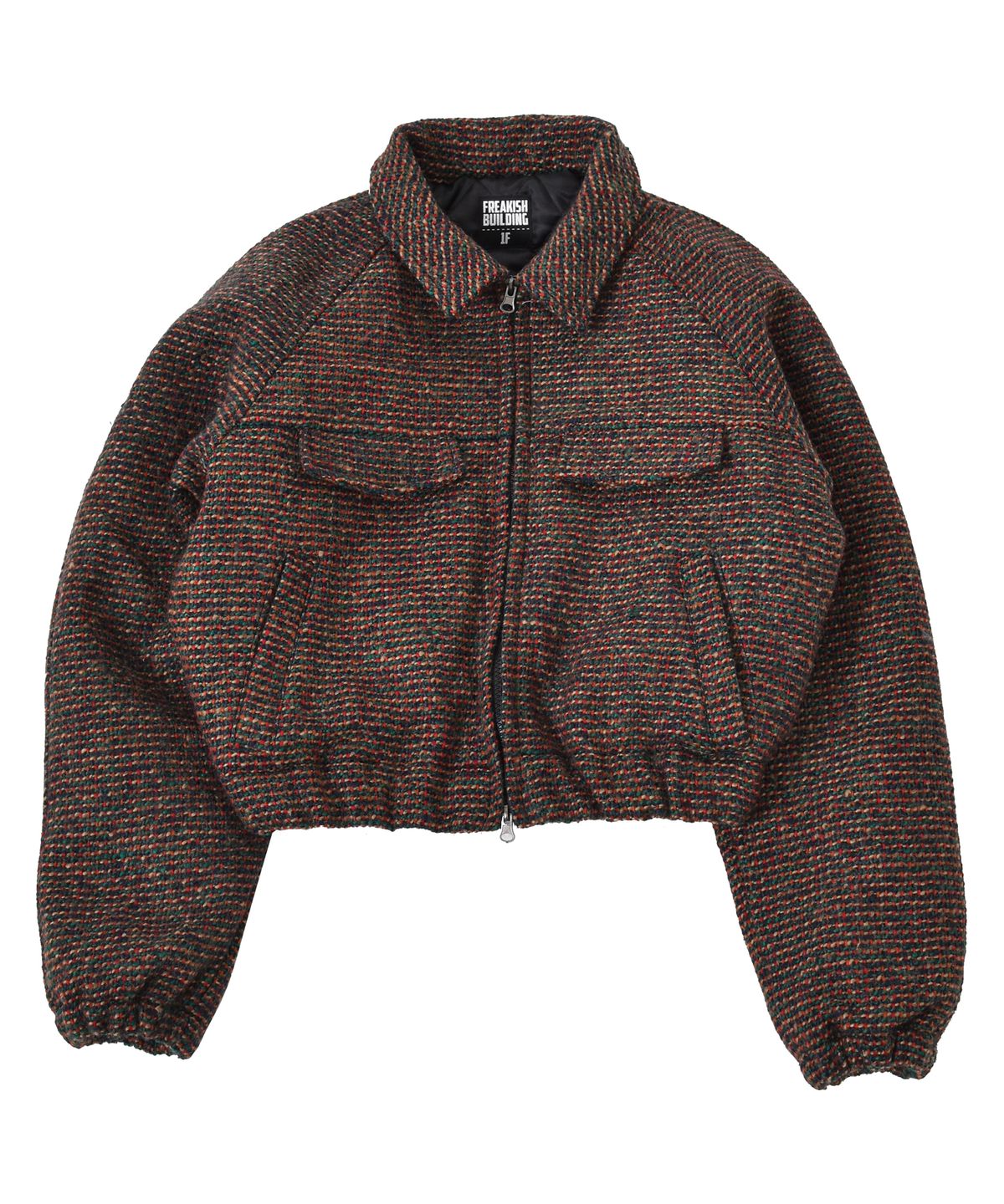프리키쉬빌딩(FREAKISH BUILDING) AVRIL TWEED TRUCKER JACKET (GREEN)