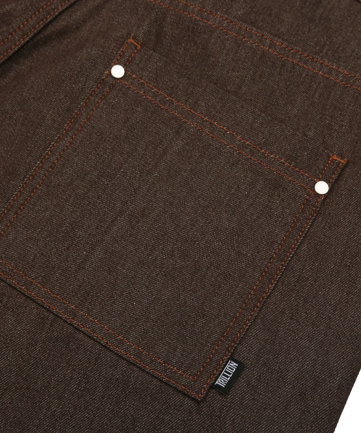 트릴리온(TRILLION) 워싱 스티치 데님 팬츠 (BROWN)