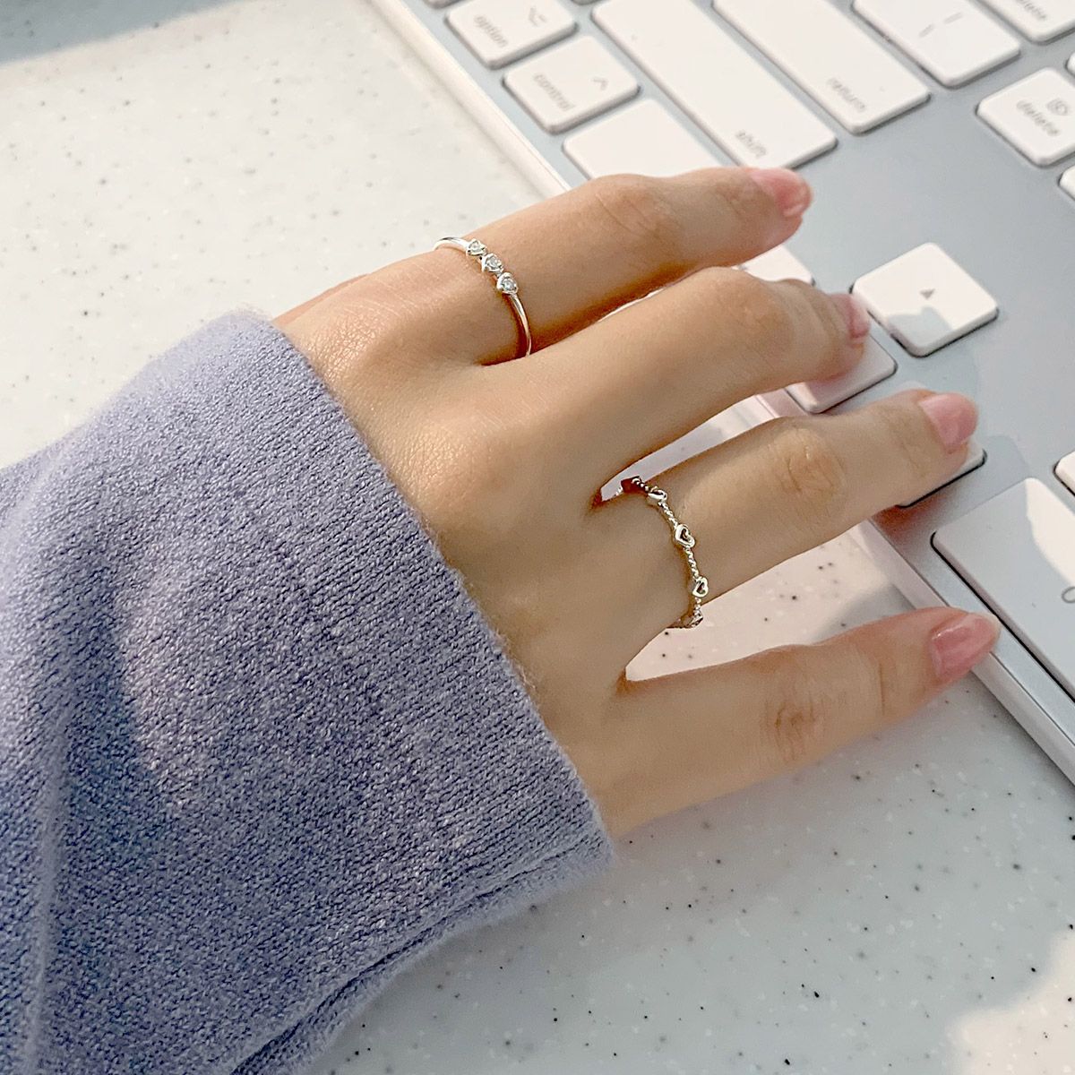47베이지(47BAG) 925 Silver Carina Stack Ring/ 카리나