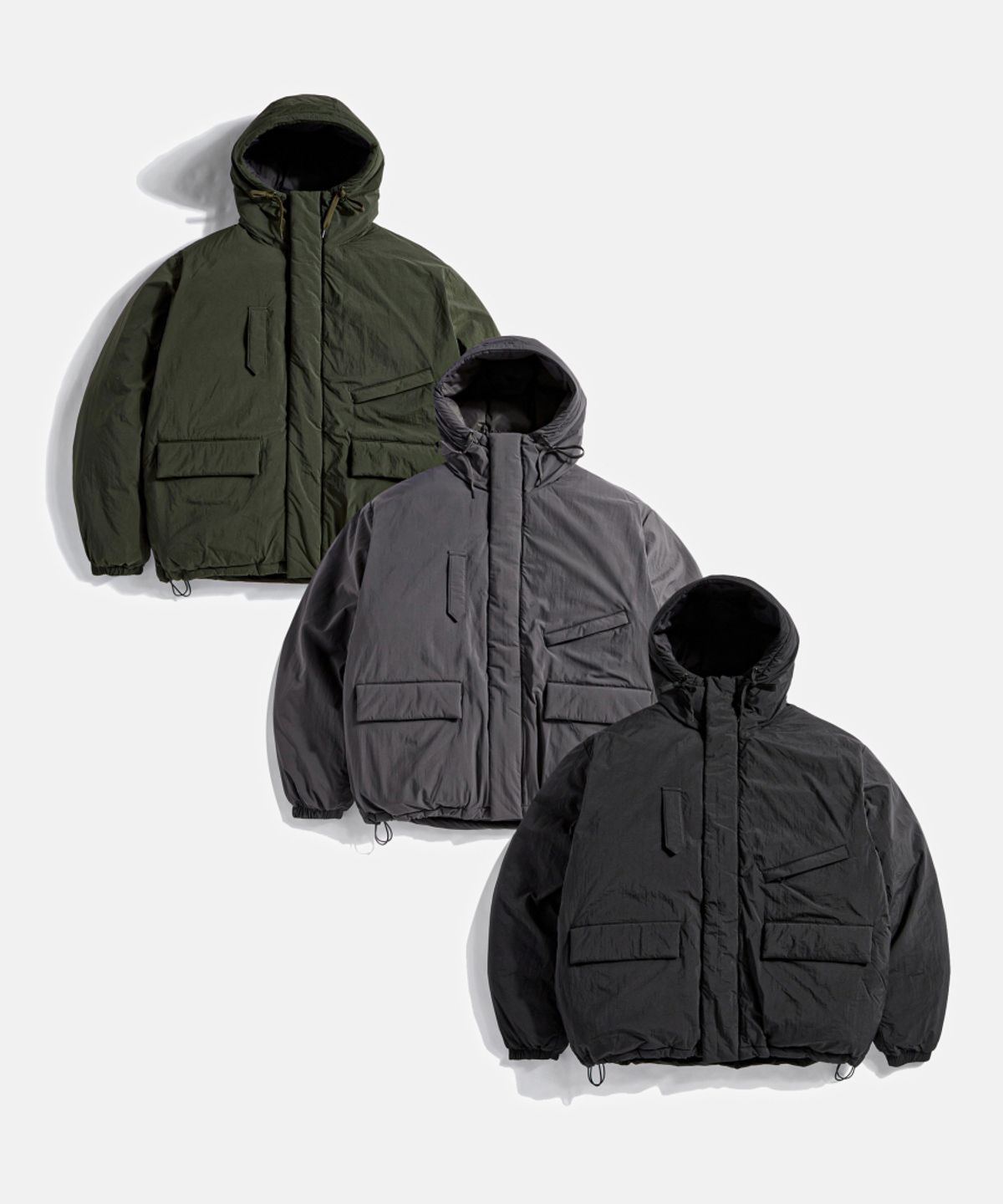 에스피오나지(ESPIONAGE) Dyer Hooded Down Parka Fog