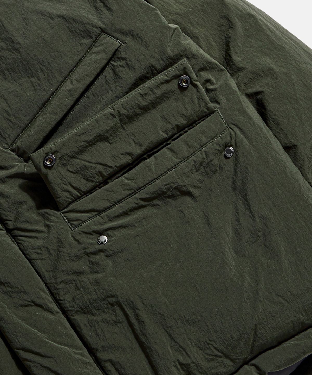 에스피오나지(ESPIONAGE) Dyer Hooded Down Parka Dark Green